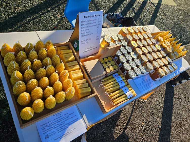Local pure raw wildflower honey & beeswax candles