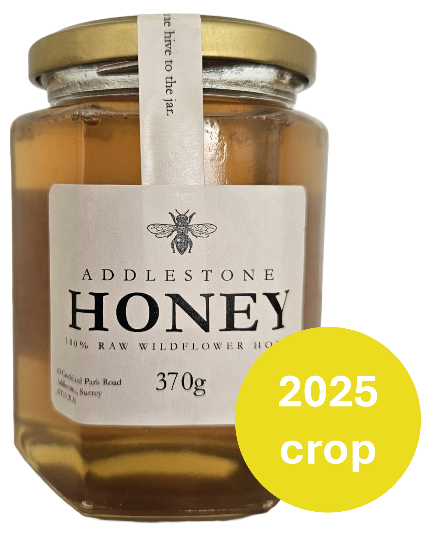 Spring 2025 Pure Raw Wildflower honey 370g jar - Addlestone honey