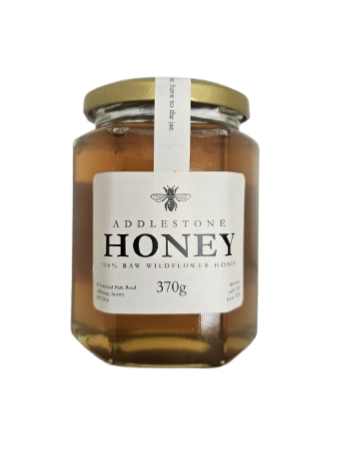 A jar of local Addlestone Surrey wildflower honey