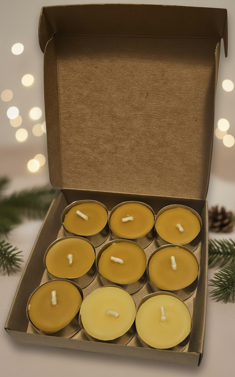 Christmas box of pure beeswax tealights
