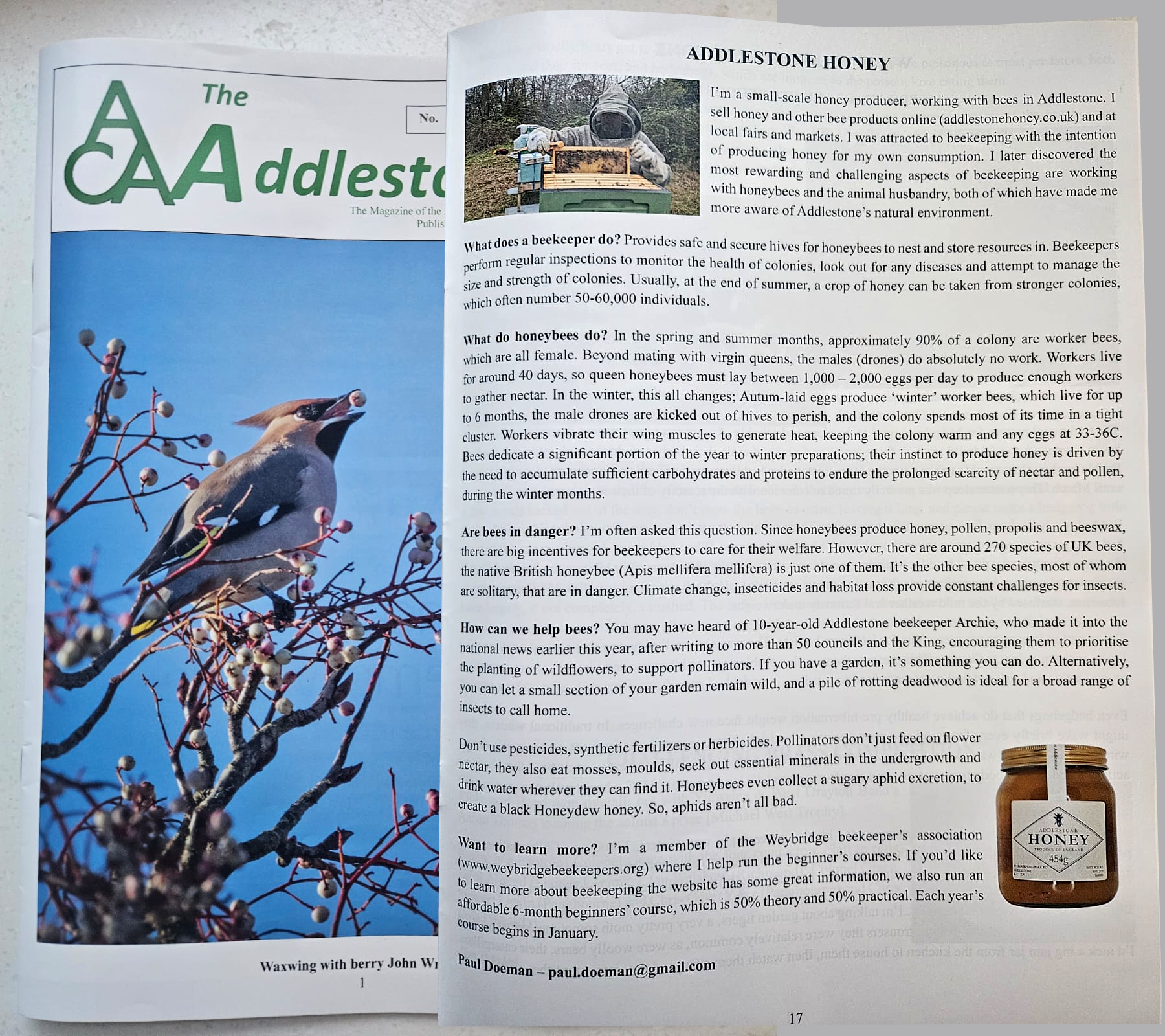 Addlestone Rodrizio I'm in the Addlestonian magazine – Addlestone Honey