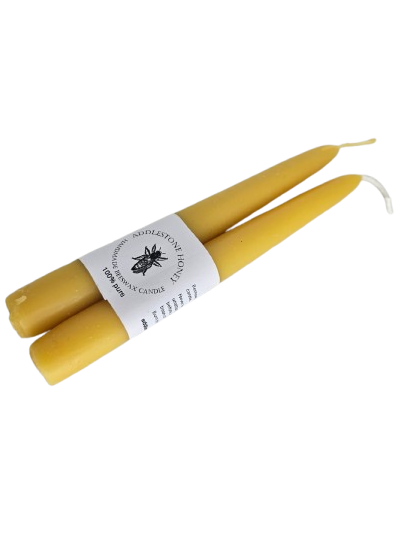 Pair of tapered tall beeswax candles - Addlestone honey