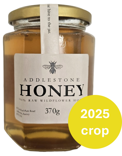 Spring 2025 Pure Raw Wildflower honey 370g jar - Addlestone honey