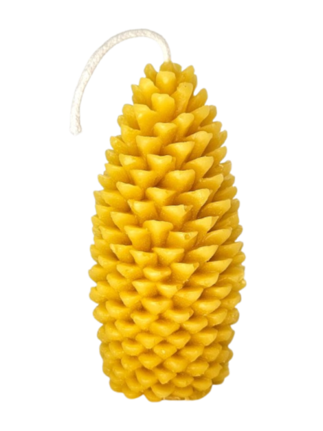 Handmade pure beeswax pinecone candle