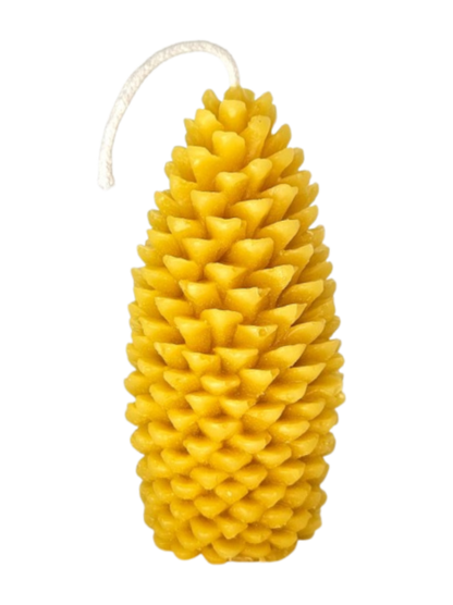 Handmade pure beeswax pinecone candle