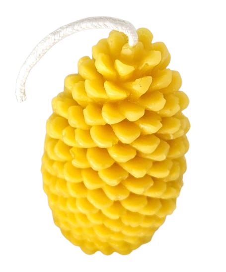 Handmade pure beeswax pinecone candle