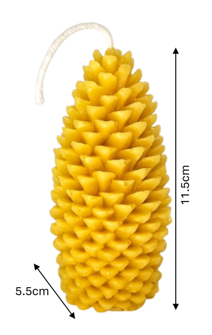 Handmade pure beeswax pinecone candle