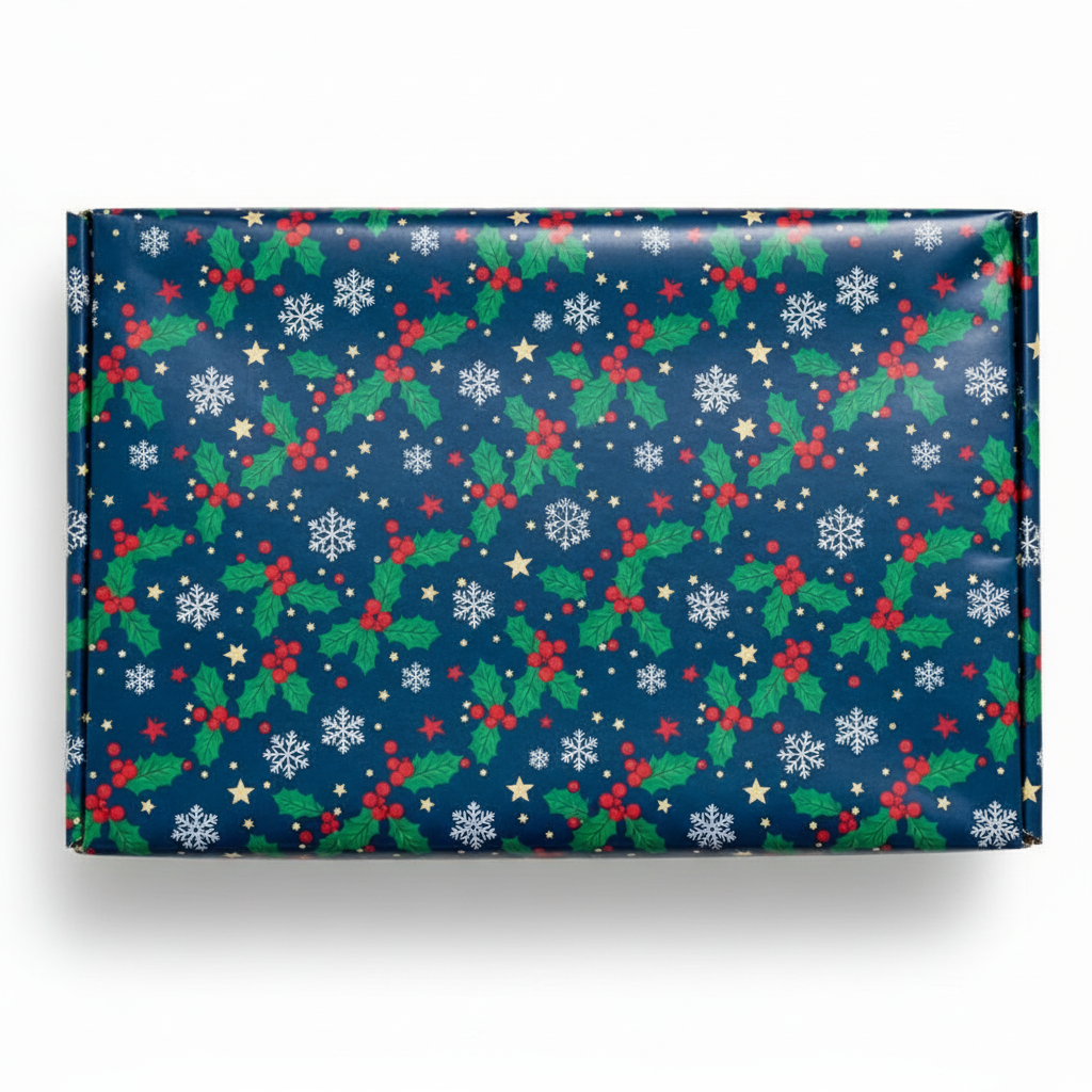 Giftbox wrapped in Christmas paper