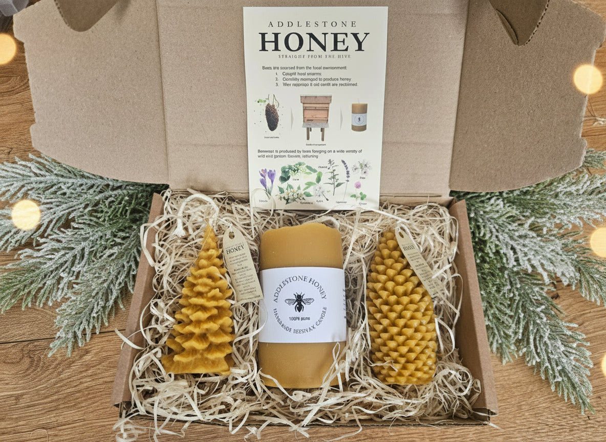 Gift box of 3 pure beeswax candles